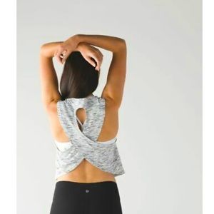 RARE Lululemon Fast As Light Muscle Tank black white S XS open back cropped top